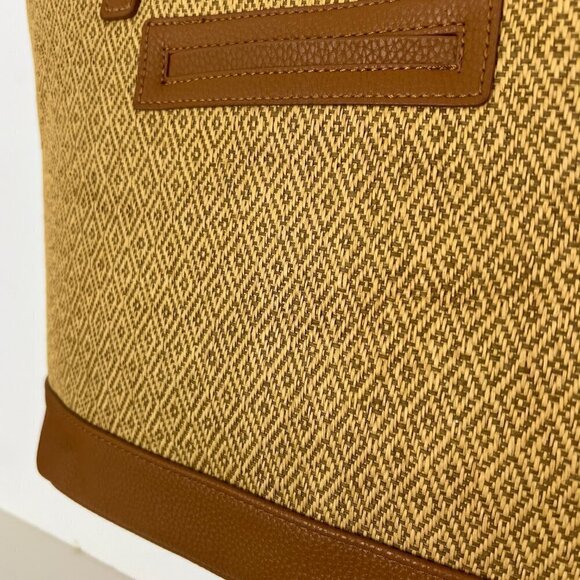 Thirty-One Little Dreamer Natural Straw Light Blue Middle Stripe Summer Tote Bag - Picture 5 of 15